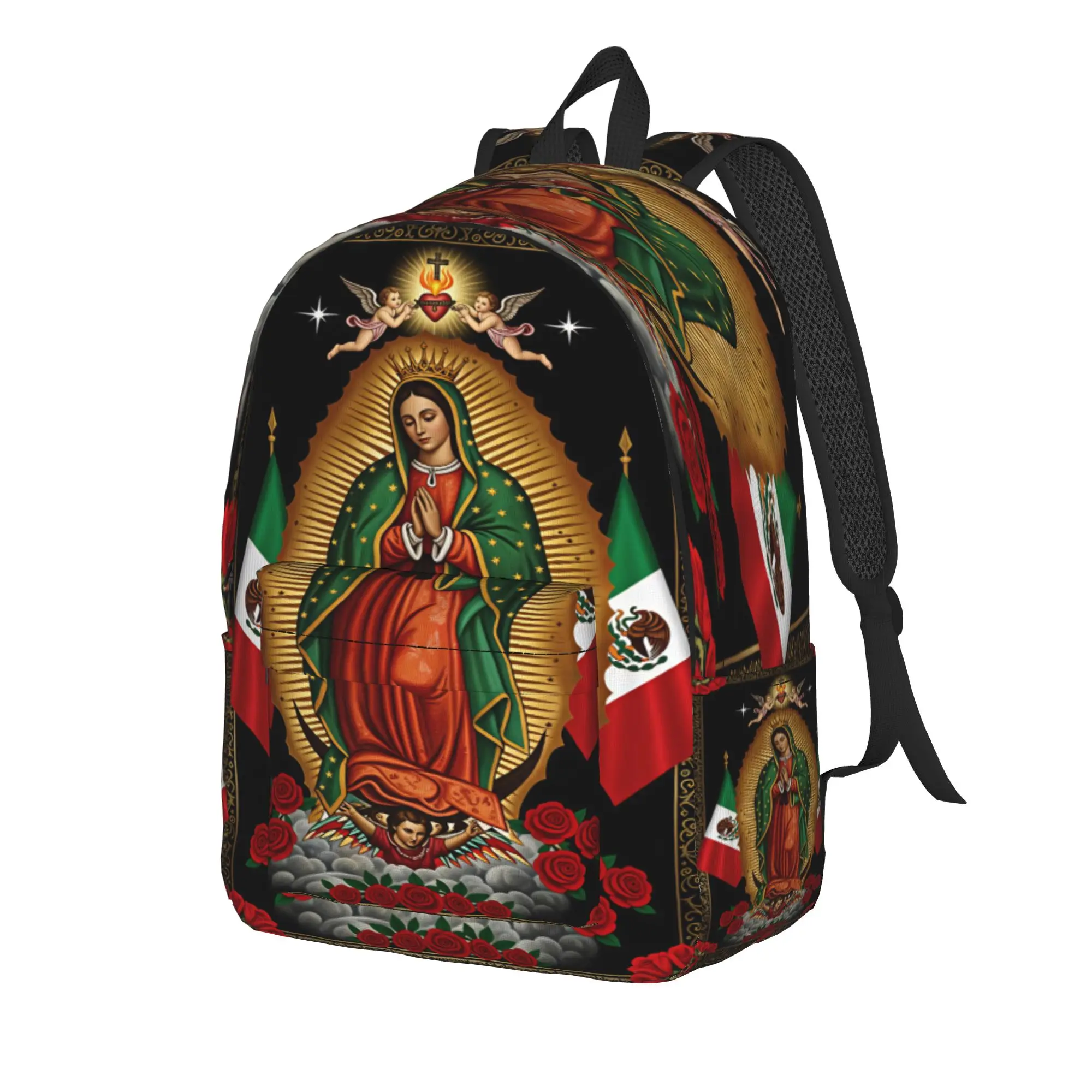 Our Lady of Guadalupe Backpack Teen  Breathable Backpacks Polyester Casual School Bags College Custom Rucksack