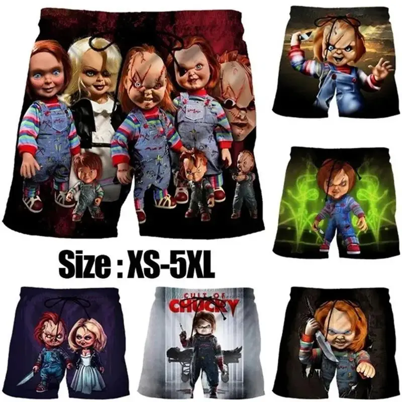 Chucky Doll Horror Graphic Beach Shorts Men 3D Print Board Shorts Swimsuit Bermuda Surfing Swim Trunks Cool Kids Ice Short Pants