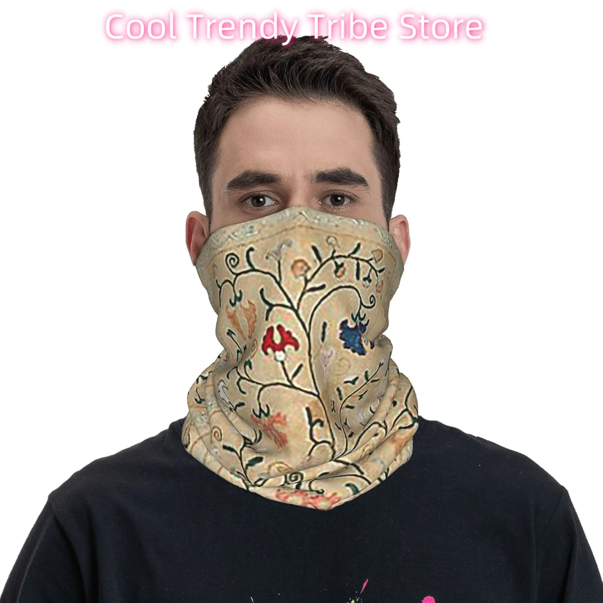 Uzbequistão suzani nim bordado bandana pescoço gaiter impresso máscara cachecol multi-uso headwear ciclismo unisex adulto respirável