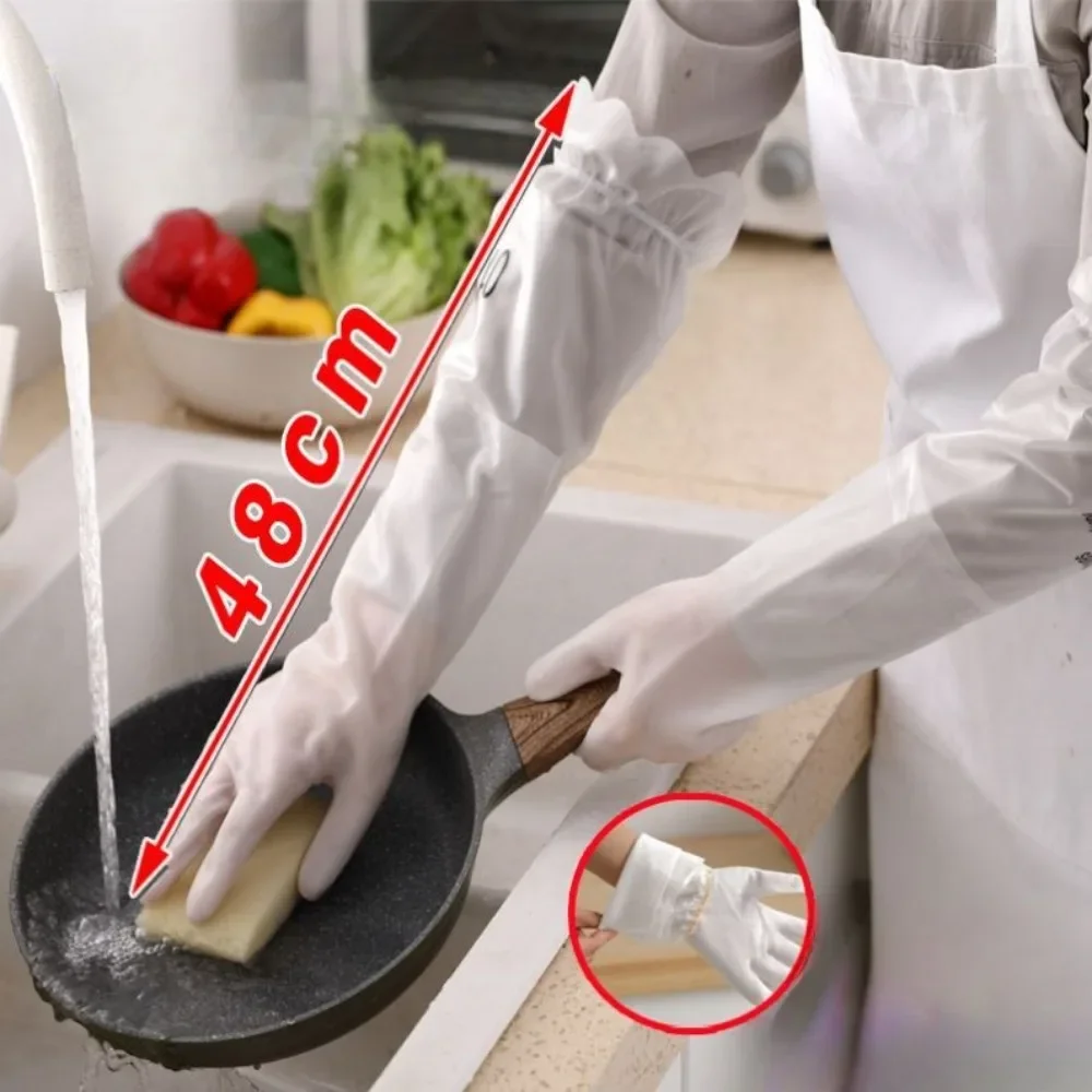 Durable Kitchen Velvet Dishwashing Gloves for Women's Household Chores, Rubber Leather Brush Bowl Utensil