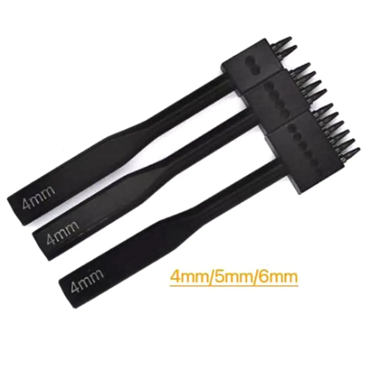 Leather Hole Punch, Punch Tool 4mm 2/4/6 Lacing Stitching Punch, Round Hole Prong Stitching Chisel Set