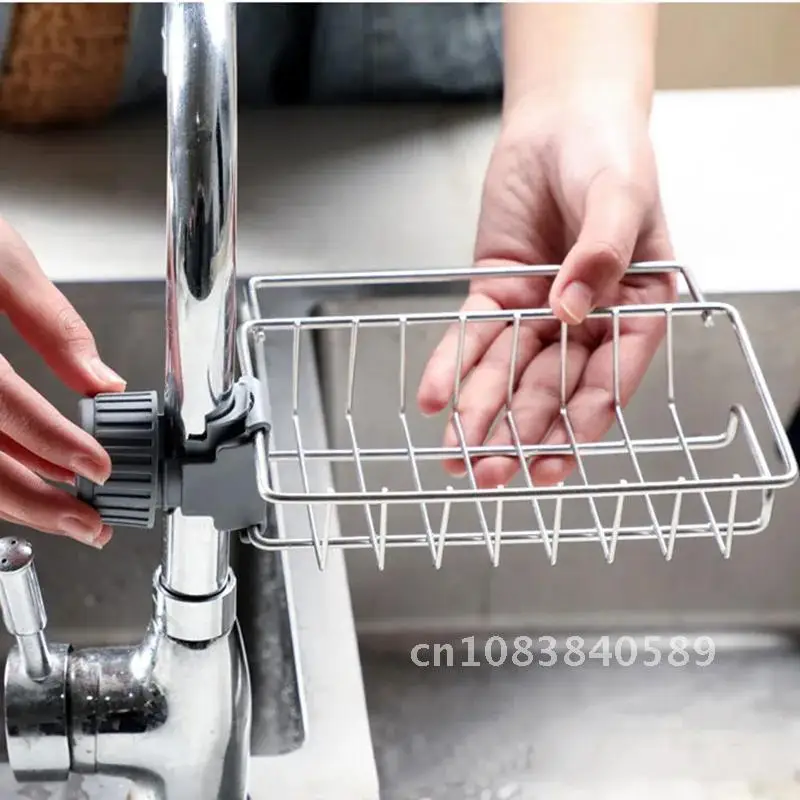 

Drainer Storage Soap Stainless Dishcloth Rag Steel Sponge Shelf Adjustable Rack Dry Kitchen Basket Finishing Faucet Towel Pool