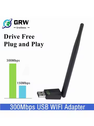 Grwibeou USB WIFI Adapter 300Mbps Wireless Network Card Play and Play Mini USB WiFi Adapter LAN Wi-Fi Receiver For PC Windows