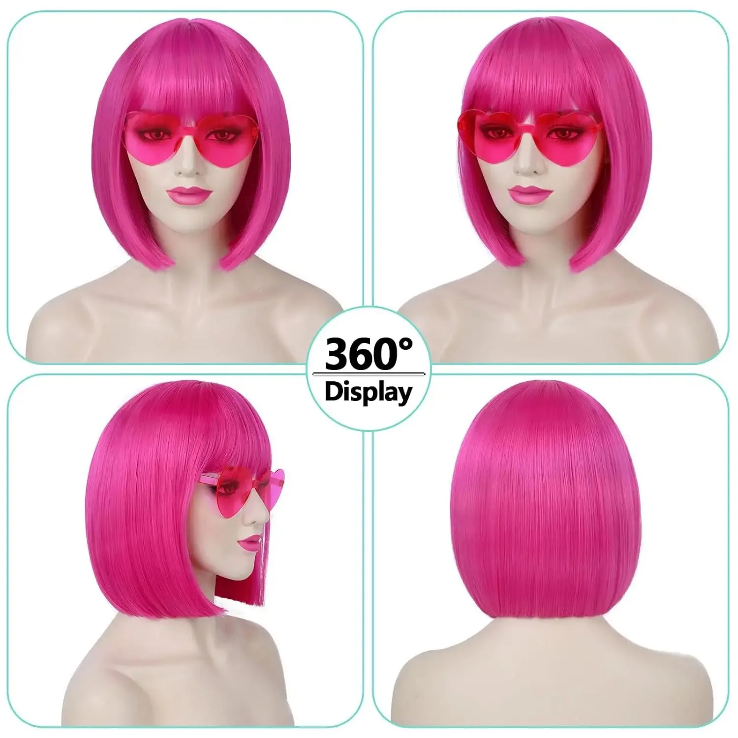 Neat bangs, bob hair, short wig for women, smooth texture, holiday activities, photo taking, check-in, complete wig set