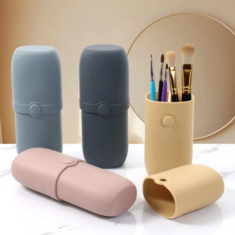Durable Silicone Makeup Brush Holder Anti-Fall Dust-proof Pencil Box Waterproof Multifunctional Pen Holder Travel Essentials