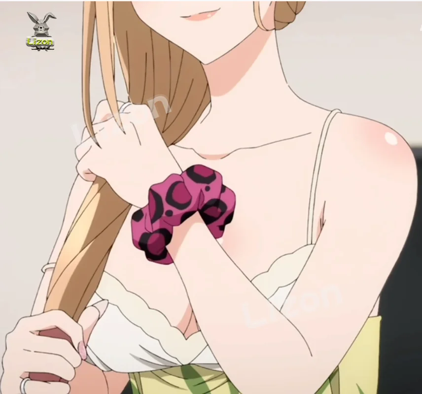 Anime My Dress-Up Darling Marin Kitagawa Cosplay Costume Leopard Print Hair Rope Hair Ring Suede Hair Accessories