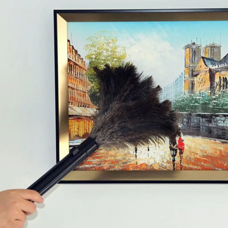 Feathers Duster Plastic Handle Duster Anti-static Dust Removal Dusters Ostrich Duster FeatherFur Brush For Home Cleaning Tools