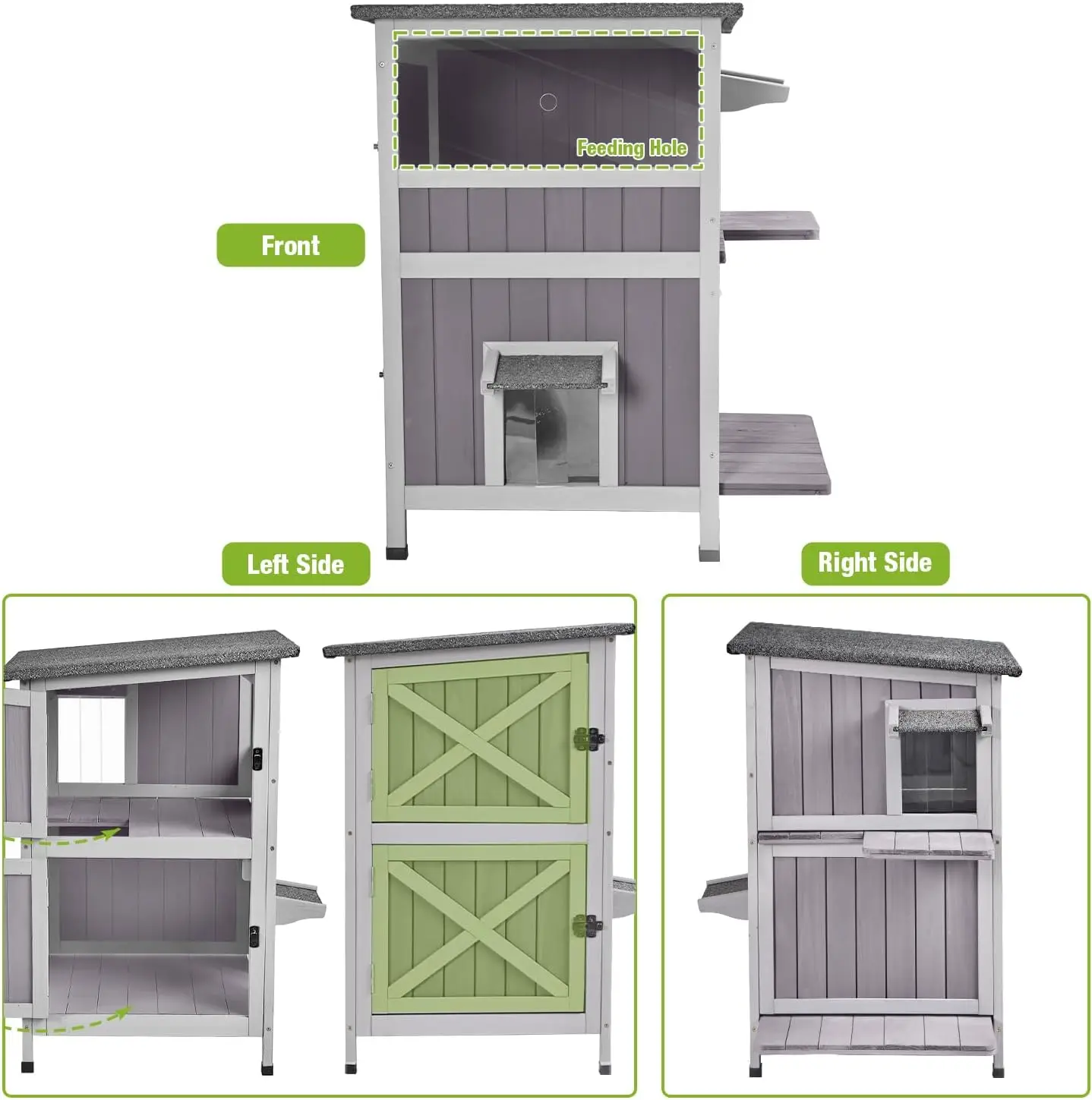 Feral Cat House Outdoor Waterproof Kitty Shelter for Winter,Cat Cage Perfect for Outdoor and Inddor Use,2-Story