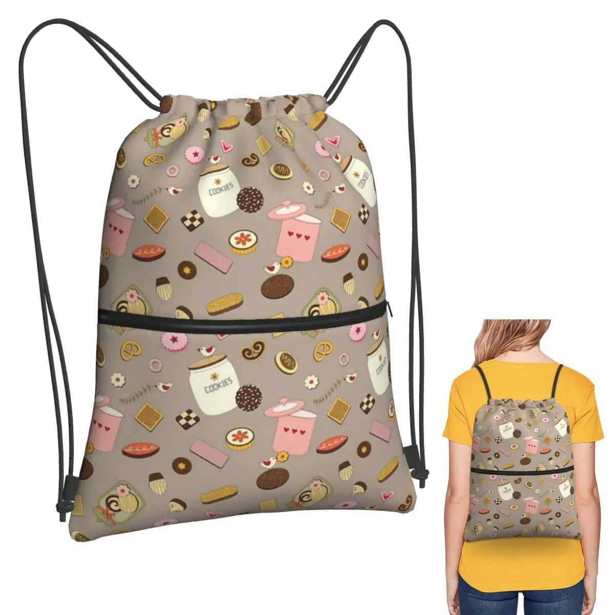 

Рюкзаки для печенья, повседневные портативные рюкзаки на шнурке, карманные спортивные сумки, сумки для книг для мужчин, женщин, студентов