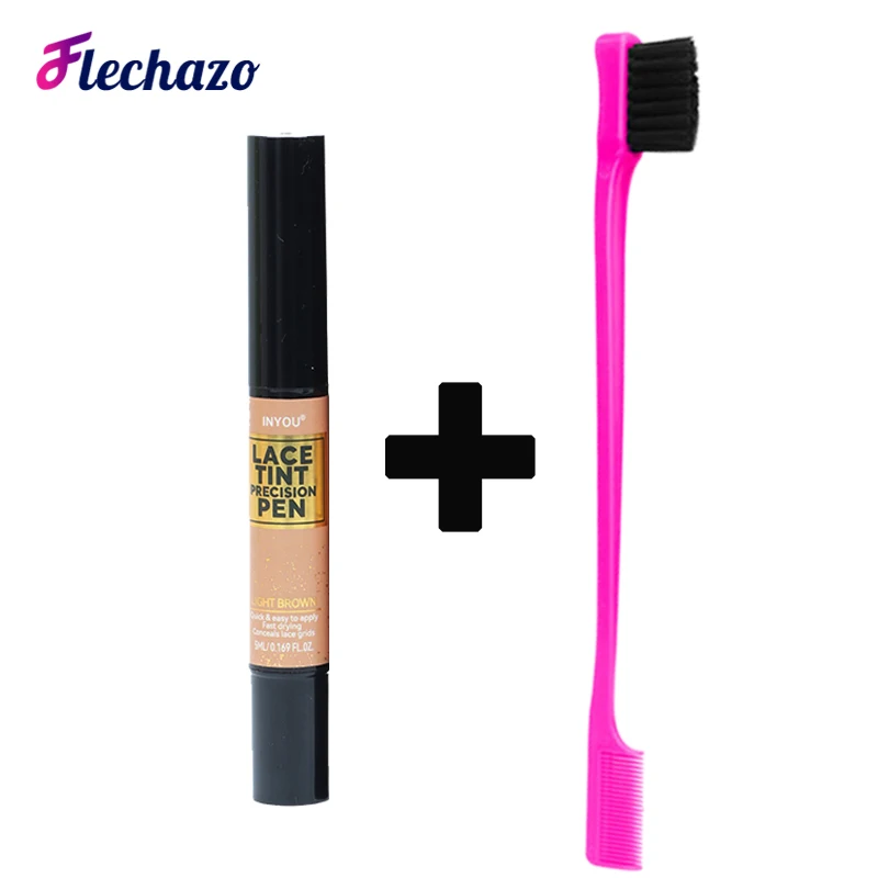 Lace Tint Precision Pen And Hair Brush Kit - Wig Lace Dyeing Pen 5Ml Lace Wig Tint Lace Dye Pen Natural Hairline Blending Pen