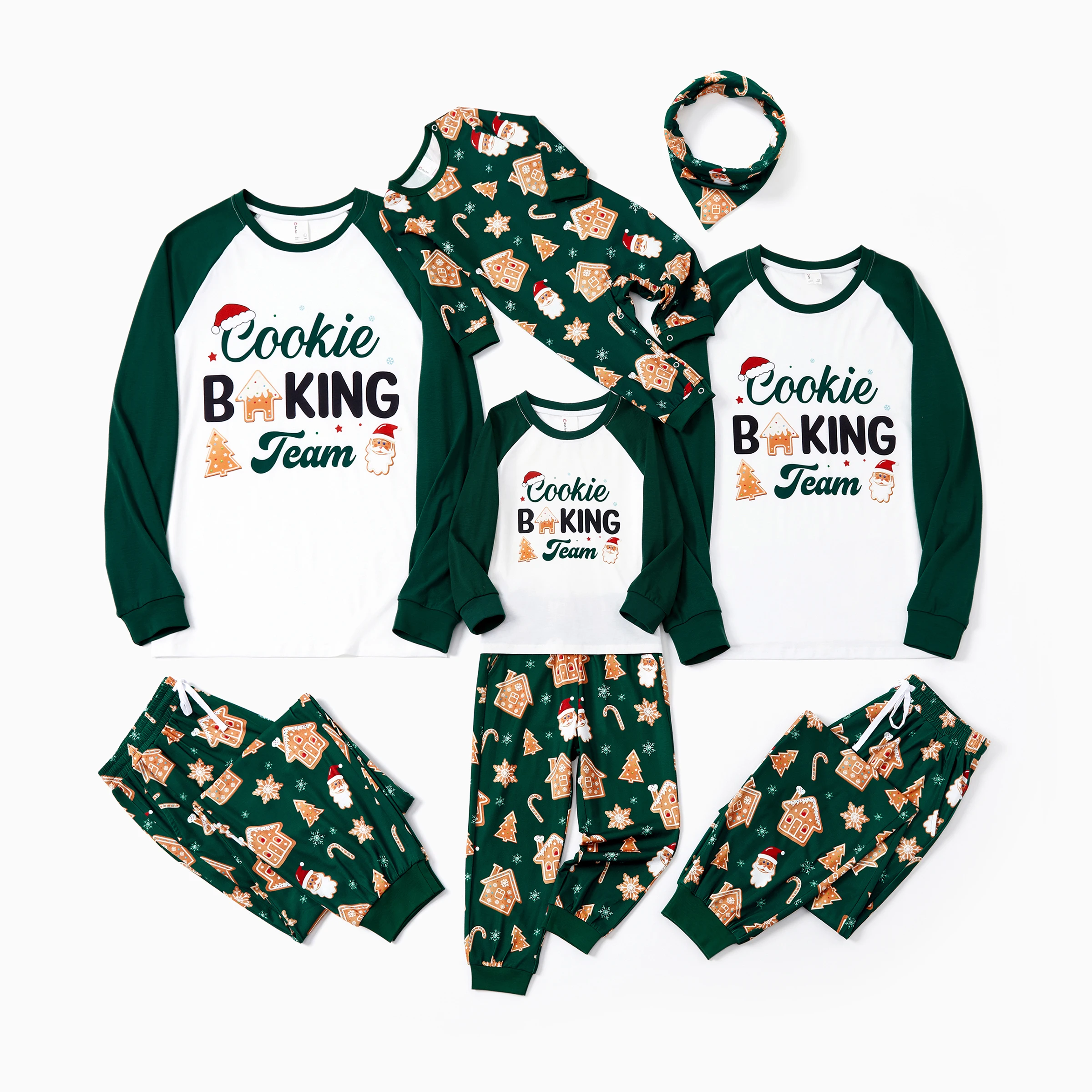 PatPat Christmas Pajamas Sets Family Matching Raglan Sleeves Gingerbread House Patter Flame Resistant