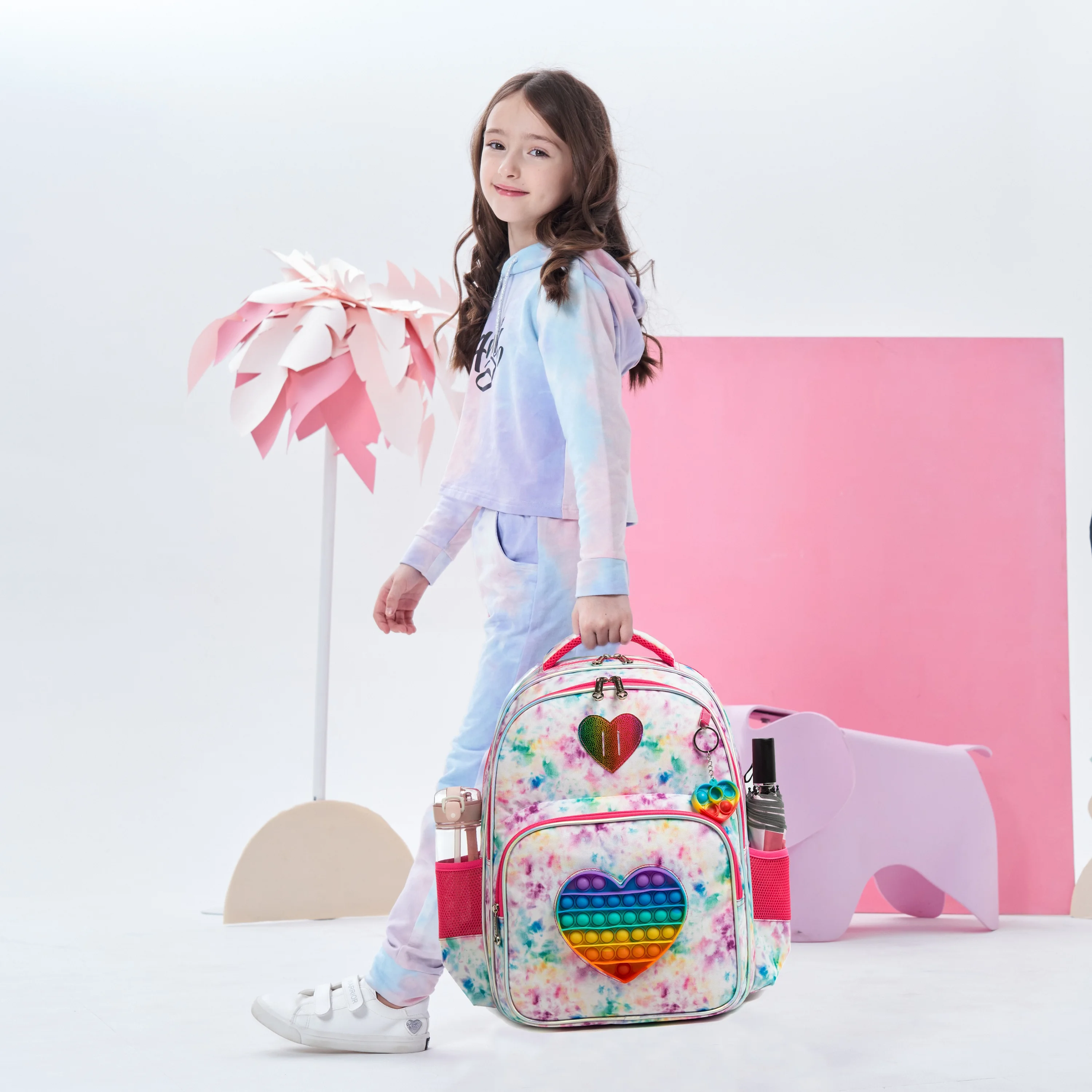 3PCS Cute Backpack for Girls School Kids Sequin Bookbag for Elementary Kindergarten Students with Lunch Box Pencil Case