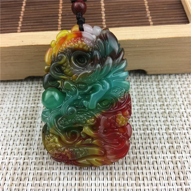 Natural Xinjiang Color Jade Dragon Jade Pendant Jewelry Lucky Exorcise evil spirits Auspicious Amulet Pendant Fine Jewelry