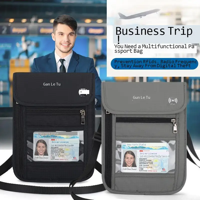 Sac multifonctionnel pour passeport de voyage à l'étranger, étanche, transparent, avec clip, pour certificat RFID et billet