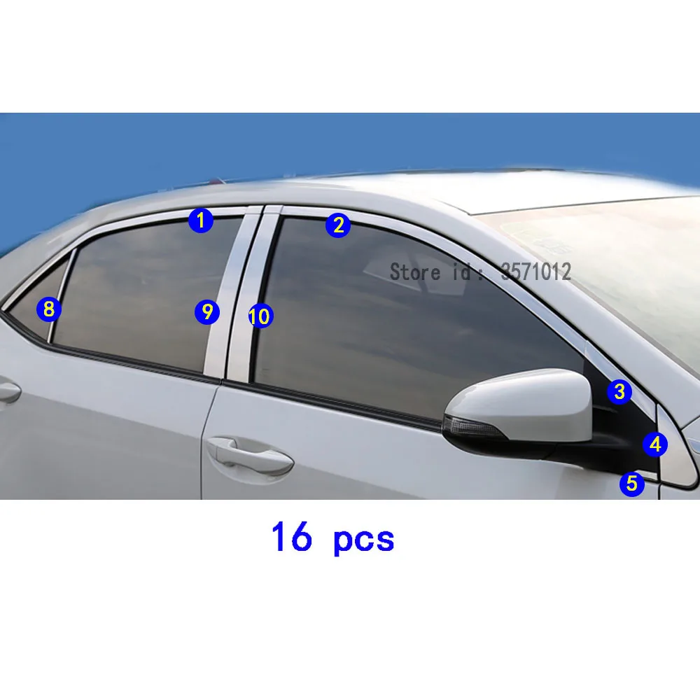 For Toyota Corolla Altis 2014 2015 2016 2017 2018 2019 Car Body Styling Glass Window Garnish Pillar Middle Strip Trim Frame Hood