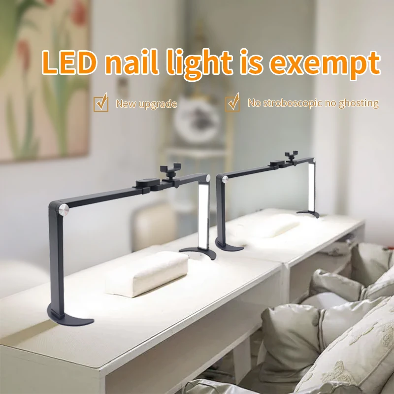 LED Half Moon Table Top Lamp, Nail Repair Light, Touch Control, Foldable Beauty Lights, Phone Clip, 22 Inch, 24W, 3200-5600K