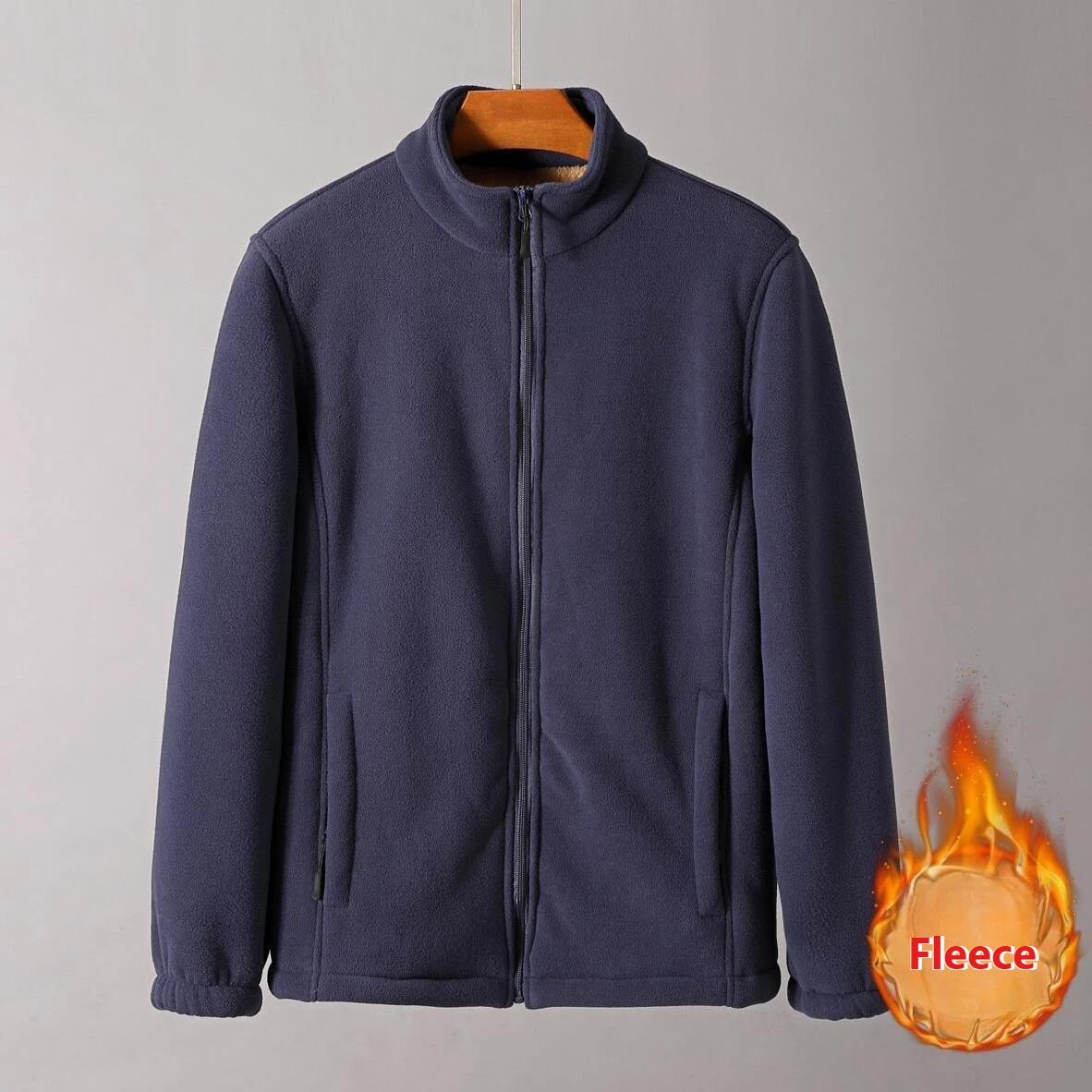 

Мужская зимняя куртка из шерпа на флисовой подкладке с воротником-стойкой на молнии, флисовое пальто, утолщенные теплые уличные парки, ветрозащитная подкладка