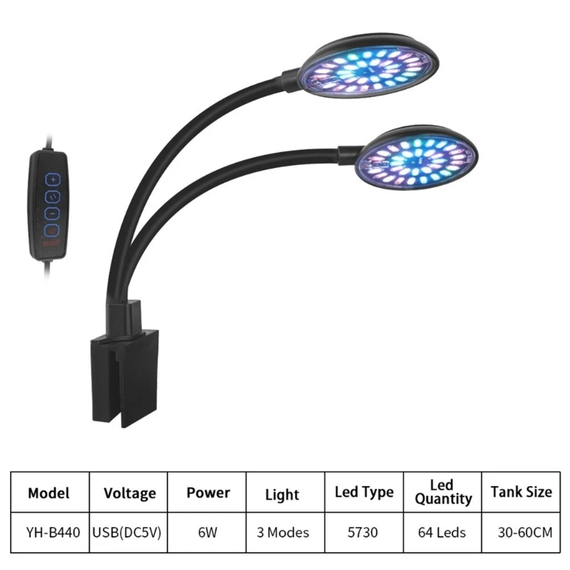 Aquariums LED Light 6/7w Lighting Aquariums LED Clip Light Adjustable Pipe New