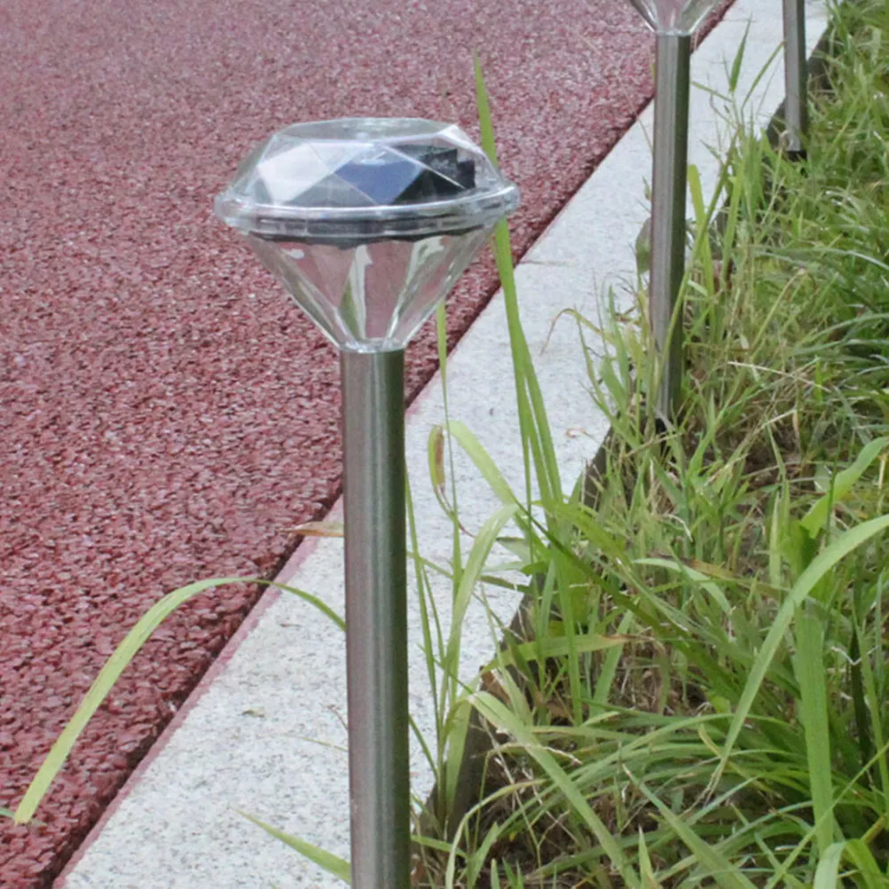 Solar LED Pathway Lights Diamond Shape Waterproof Silver Outdoor Garden Lawn Patio Yard Landscape Lamps