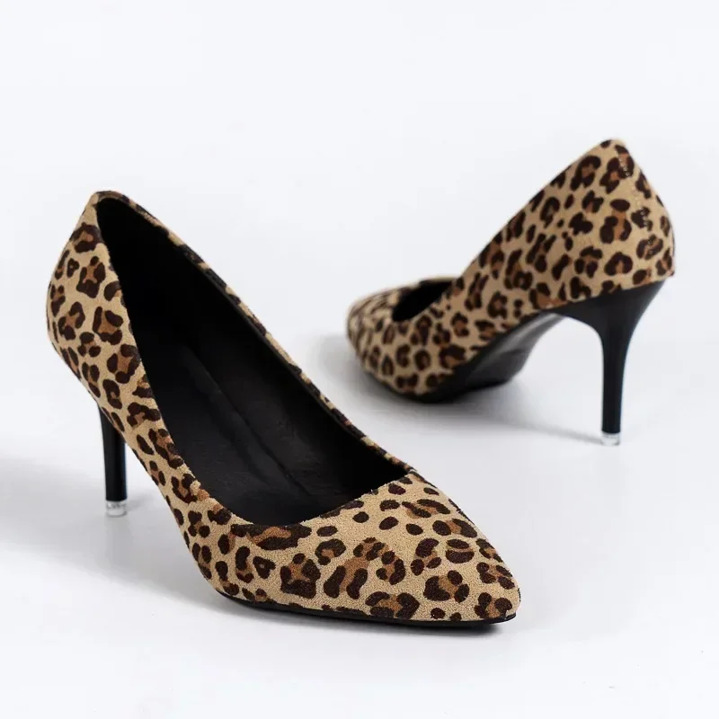 Kobiety Czółenka Sexy Leopard Pointed Toes Stripper Pattern Thin High Heels Autumn New Fashion Party Wedding Banquet Dress Shoes