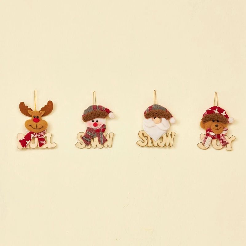 4Piece Santa Deer Pendant Christmas Tree Decoration Pendant Gift Cute Santa Home Decor Christmas Ornament