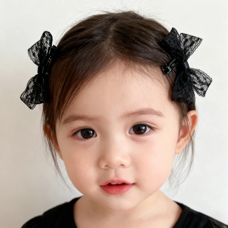 

Kids Headwear Black Velvet Lace Hair Bow Clip for Baby Girls Elegant Princess Style Barrettes Toddler Kids Hairpin 1 Pair