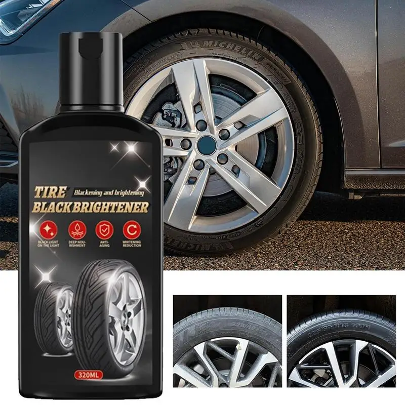 Wheel And Tire Cleaner Car Wheel Polishing Cleaner Car Tire Refurbishment Black Brightener Coating 320ml Tire Restorer For Tire