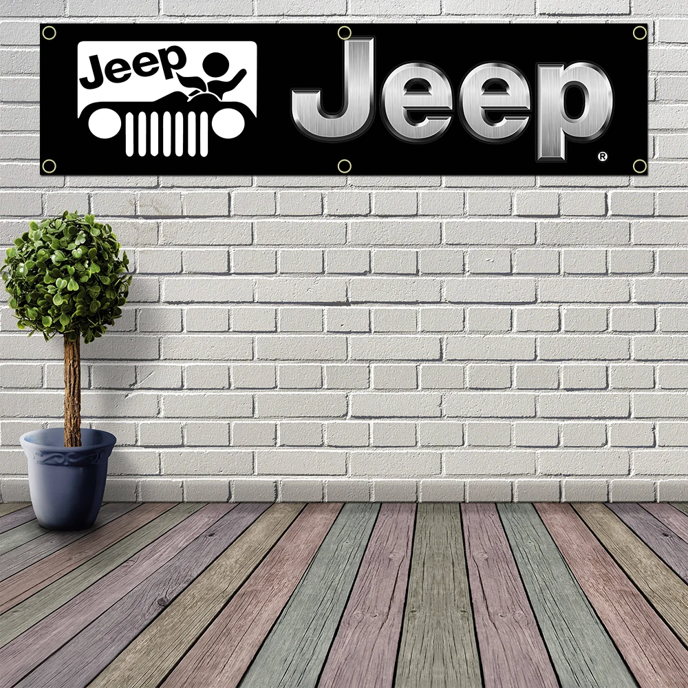 60X240cm J-Jeeps car Banner Flag Polyester Printed Garage Wall Art Outdoor Decorations Tapestry With Brass Grommets