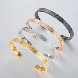Ayatul Kursi Cuff Bangles For Women Men Stainless Steel Simple Carve Bangle Messager Islam Muslim Arabic Style Jewelry Gift