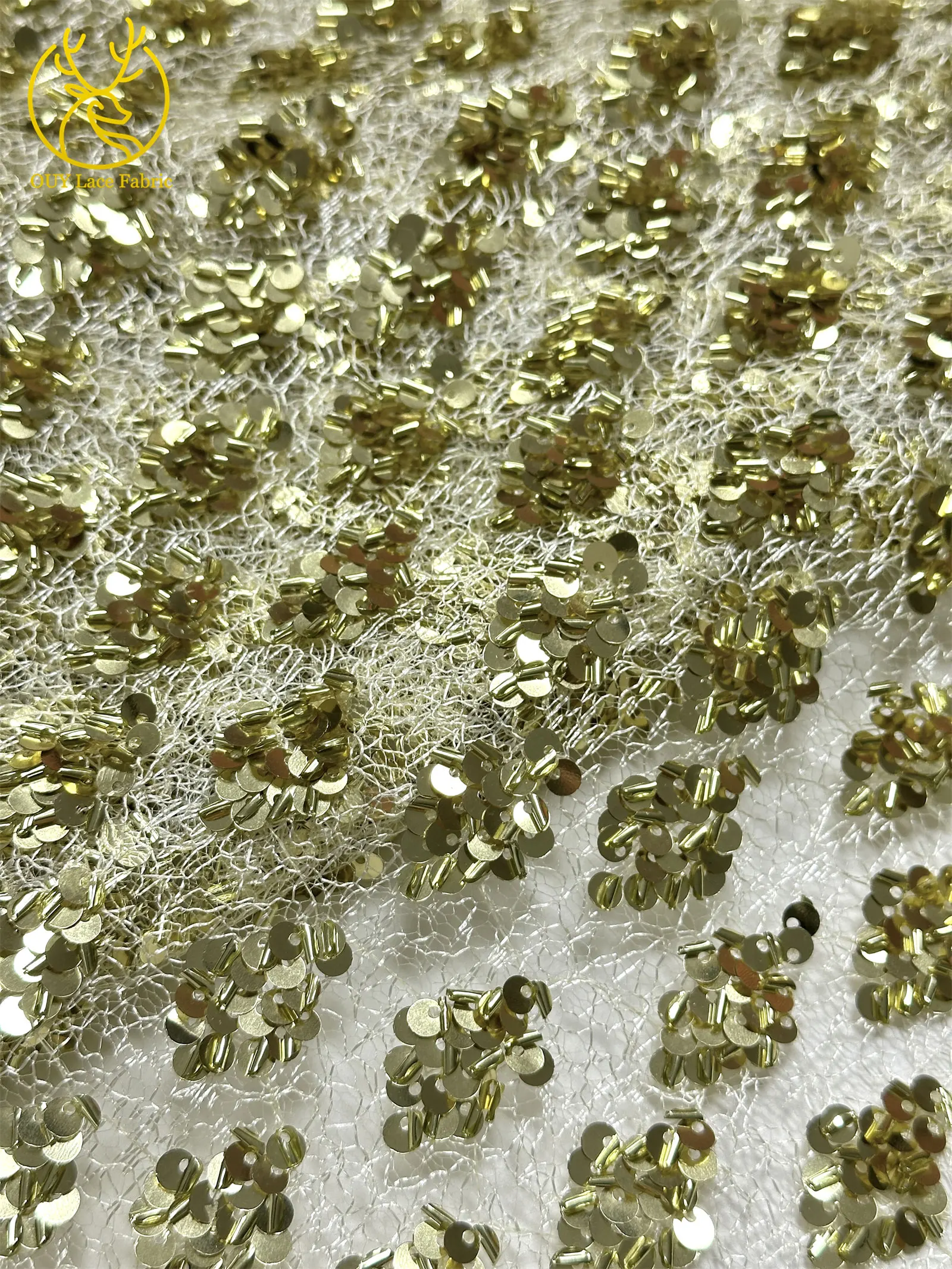 Neuester eleganter französischer Pailletten-Spitzenstoff 2026 Afrikanischer nigerianischer Spitzenstoff, geeignet für Damen-Partykleider und Hochzeitskleider – Detail 21