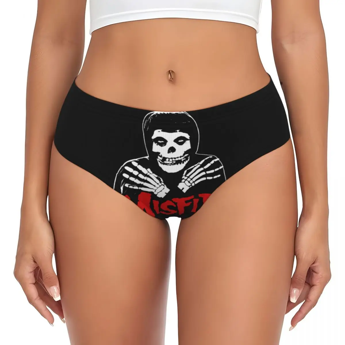 Custom Misfits Horror Punk Rock Band Slip-Höschen für Damen, atmungsaktive Stretch-Unterwäsche, Valentinstagsgeschenke, Unterhosen
