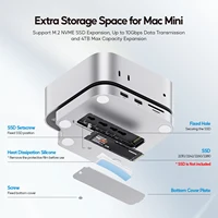 PULWTOP Mac Mini M4 Dock with 4TB SSD Enclosure, HDMI 4K 60Hz, USB A 2.0, SD/TF, Audio for Mac Mini M6, M5 Pro, M4/ M4 Pro 4