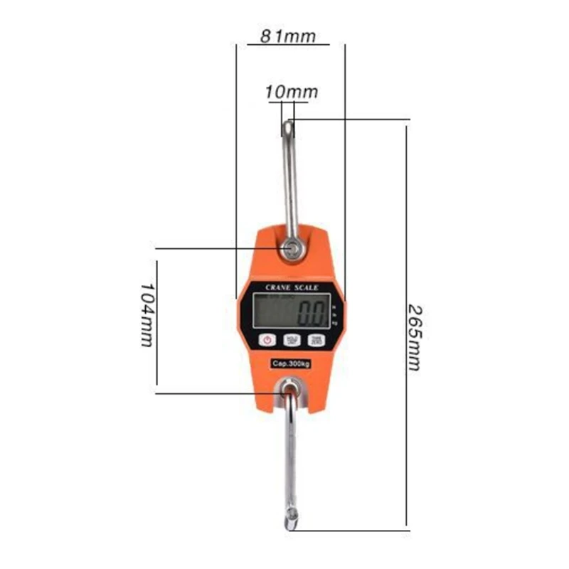 Crane Scale Weight 300Kg Heavy Duty Hanging Hook Scales Portable Digital Stainless Steel Scale