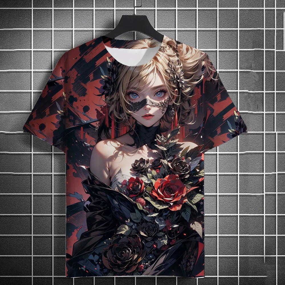 Fashion Summer Anime Girl 3D Print T-Shirts Streetwear Men Casual Oversized O-Neck Short Sleeved T Shirt Tees Tops Clothing