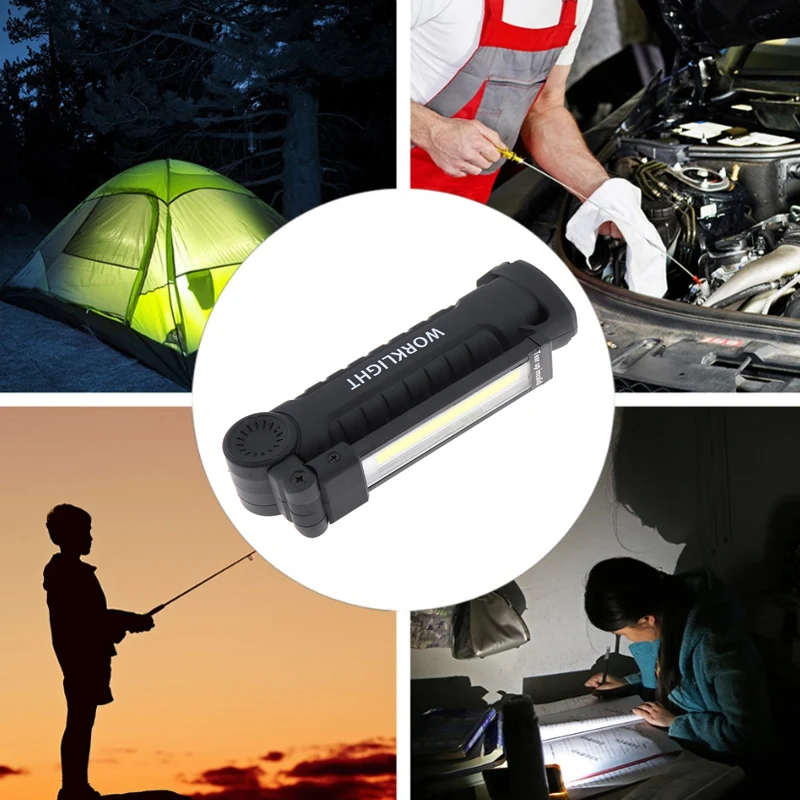 W52 5 Mode COB Flashlight Torch USB Rechargeable LED Work Light Magnetic COB Lantern Hanging Hook Lamp for Outdoor Camping