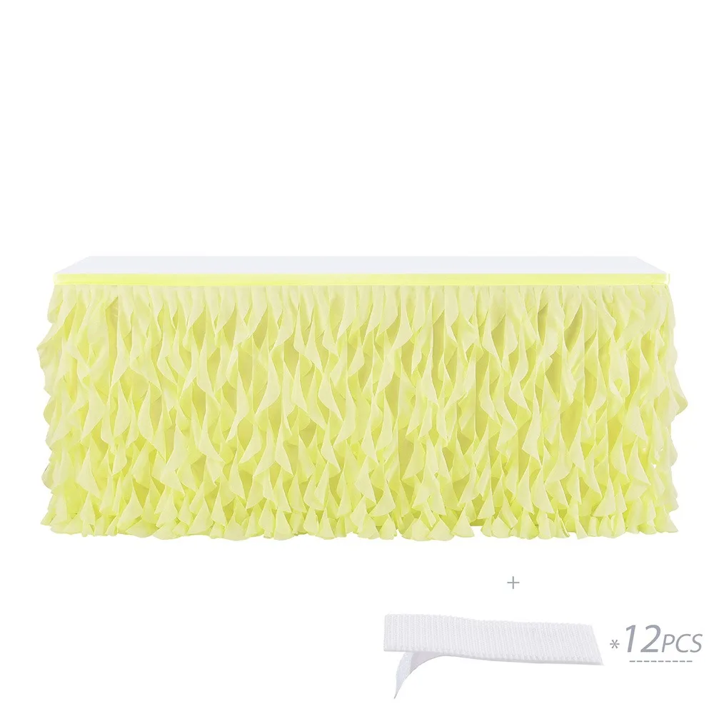 Multicolor Tulle Table Skirt 183cm*76cm Rectangle Table Skirt Curly Design Photo Props Ruffle Table Skirt for Baby Shower