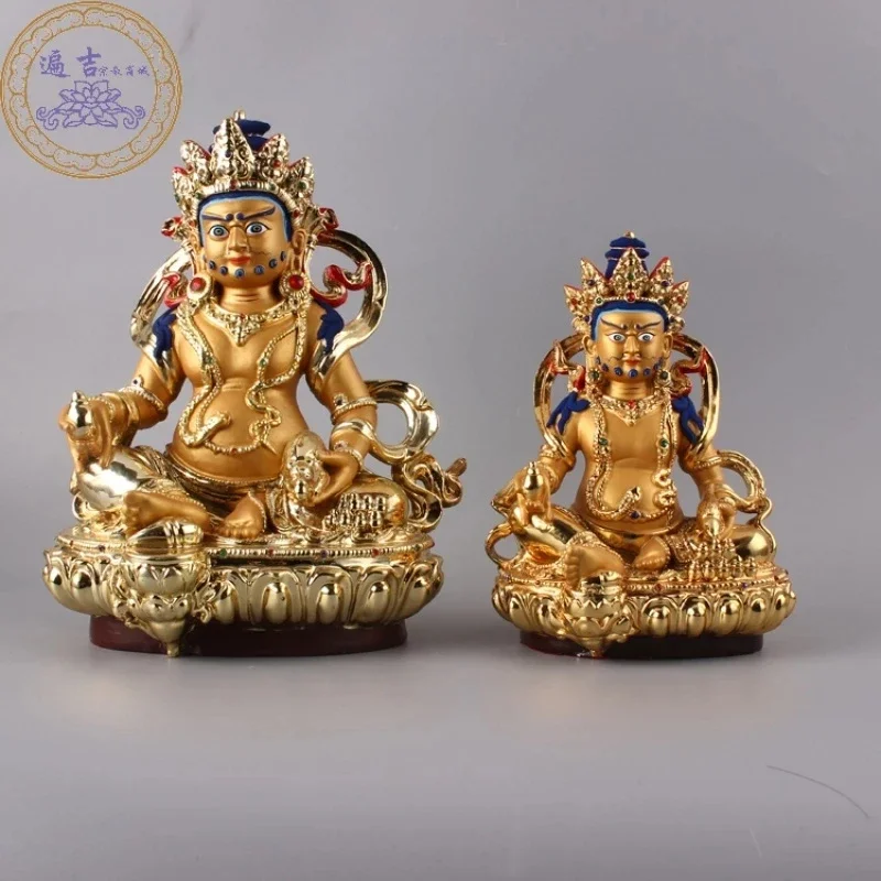 Resin Tibetan Buddha Statue Handmade Gold Plated Tibetan Buddha Ornaments20cmZabala Yellow God of Wealth