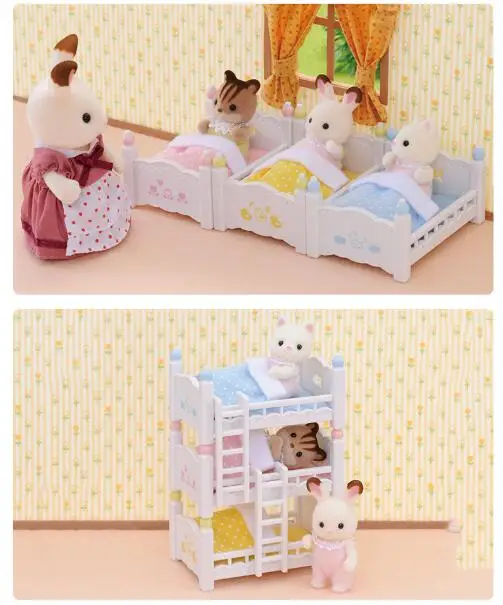 Sylvanische Families Poppenhuis Speelset Meubels Drievoudige Stapelbedden Set Accessoires Speelgoed Geen Figuur Nieuw In Doos 4448