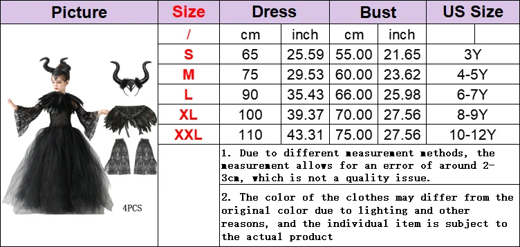 Disfraz De Maléfica Para Niña – Vestido Tutú De Bruja Reina Malvada Con Diadema De Cuernos Y Alas De Ángel (Tallas 2-12 Años)