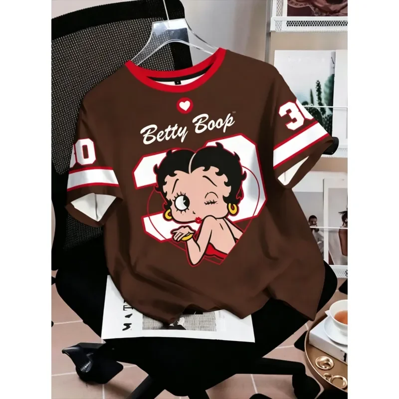 Betty Boop Cartoon 3D Print Short Sleeve T Shirt Men Women Family Matching Parent Kids Summer Casual Sport Daily Graphic Tee
