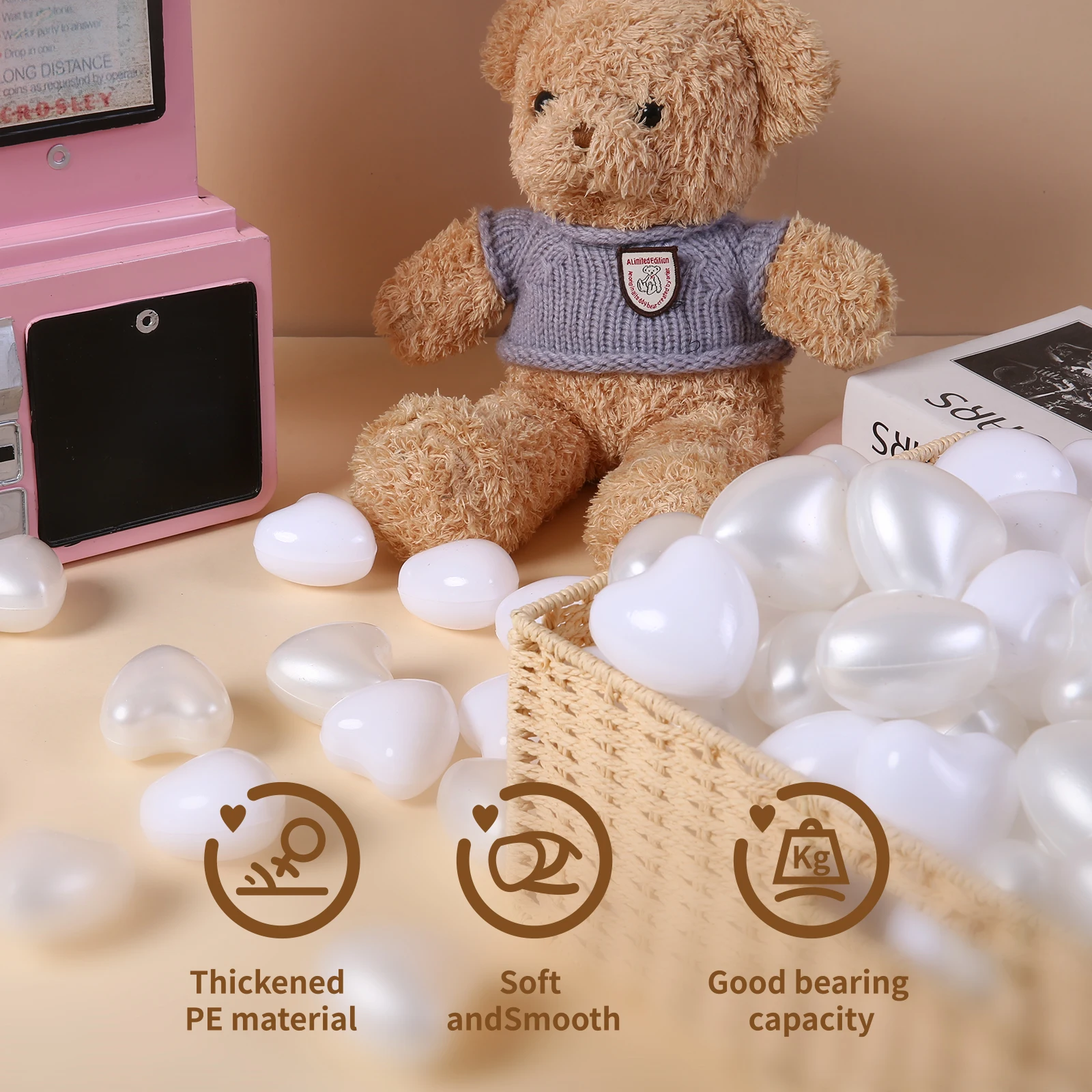 5.5 سنتيمتر 50/100 قطعة صديقة للبيئة الكرة حفرة كرات ملونة شكل قلب مع صافي حقيبة للأطفال بركة المياه الخيام في الهواء الطلق اللعب #6