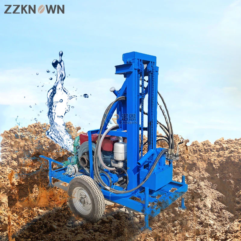 2024 Portable Diesel Hydraulic Water Well Drilling Rig Farmland Irrigation 22 HP Water Well Drilling Rig