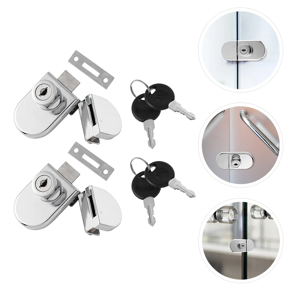 

2 Sets Cabinet Lock for Glass Door Display Safe Anti Theft Security Double 408 Single Double Door ShowcaseLatch Zinc Alloy