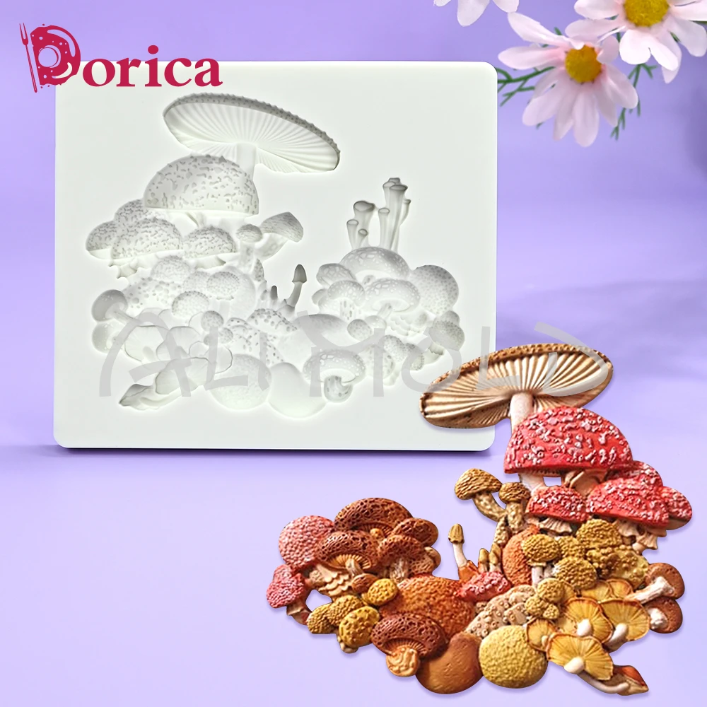 Multiple Mushroom Embossed Silicone Mold Fondant Chocolate Cake Mould Bakeware DIY Resin Clay Making Model Home Decorating Tools