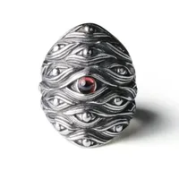 Simple Retro Hundred Eyes Monster Open Adjustable Ring Red Eye Devil Hip Hop Punk Goth Party Fashion Trend Men'sRingsAccessories