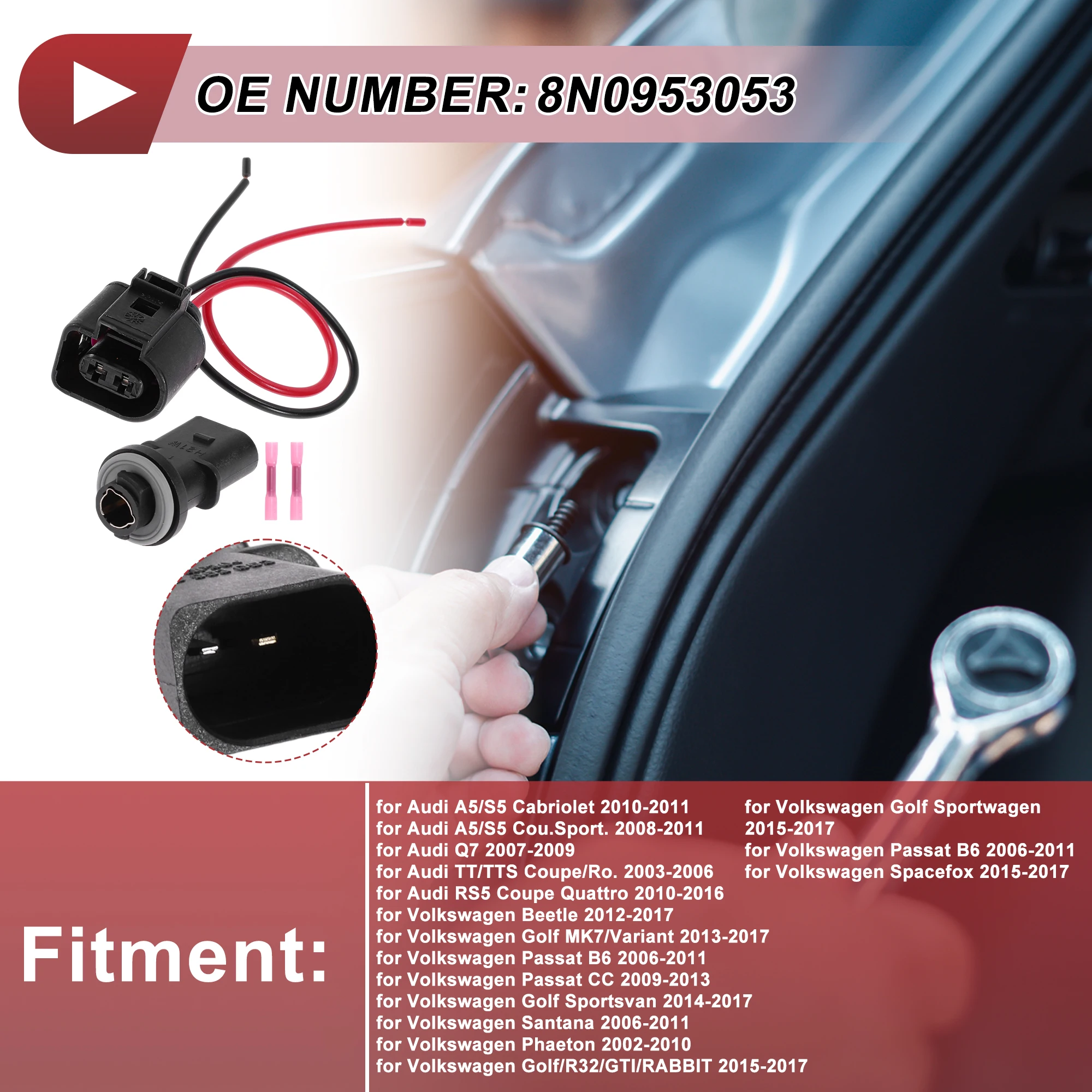 

X Autohaux Front Indicator Lights Light Socket Wiring for Audi A5/S5 Cabriolet 8N0953053