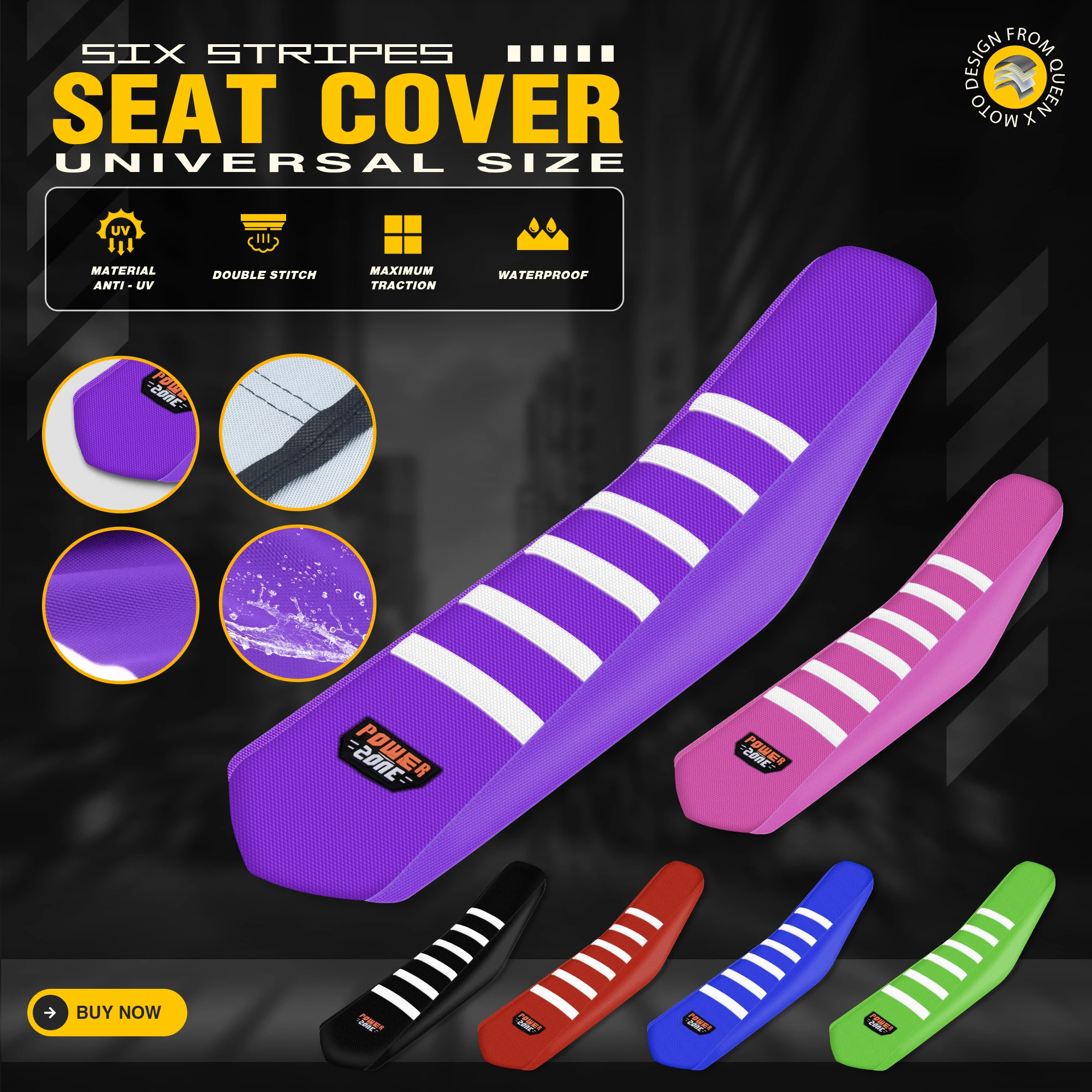 Queen X Universal Ribbed Dirt Bike Seat Cover For SX YZF TC CRF Dirt Bike Waterproof Non-slip Colorful Seat Cushions Accessories