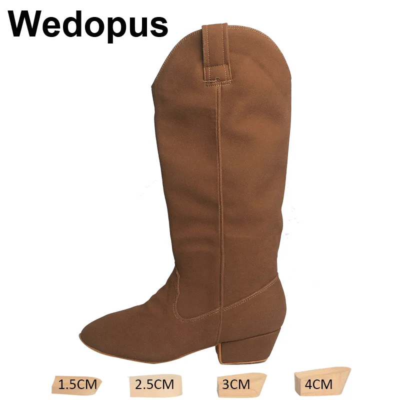 

Длинные танцевальные ботинки Wedopus без молнии для женщин, зимние ботинки на замшевой подошве для танцев, танцевальные ботинки Coffee Swayd