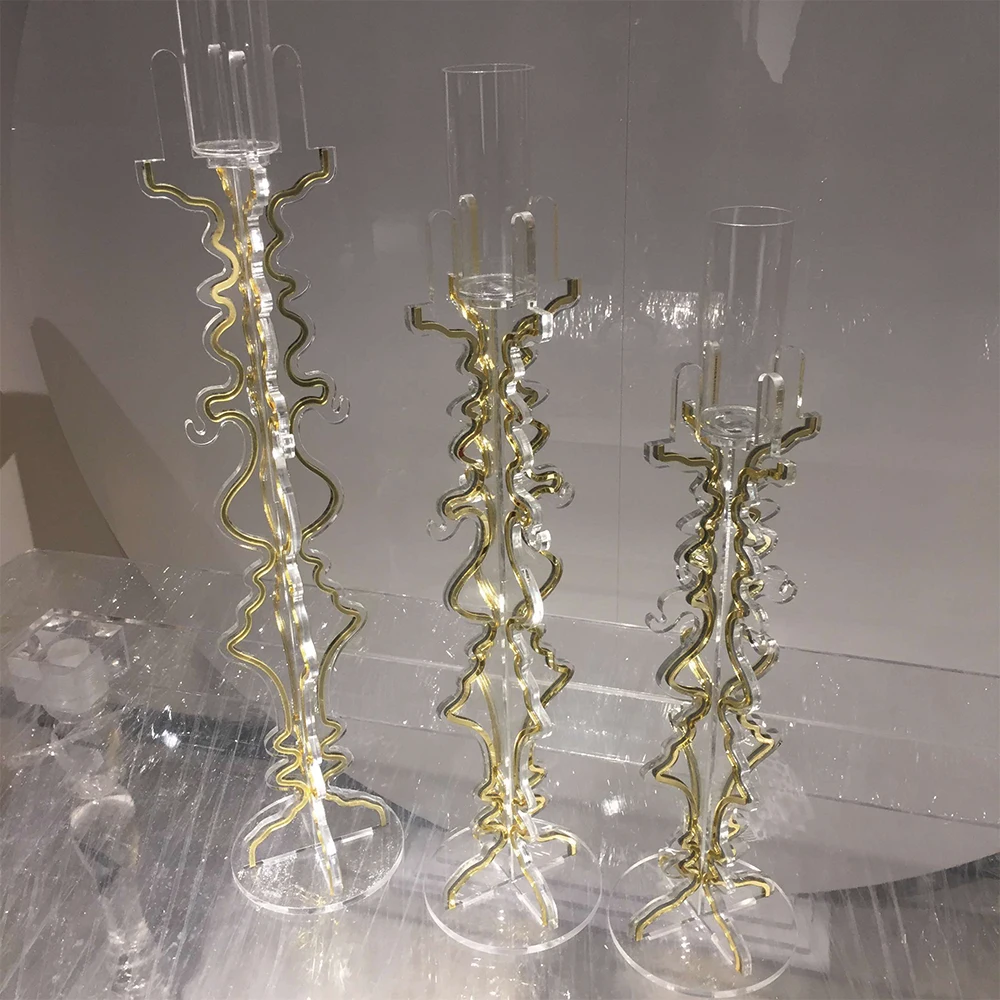 Luxury Tall Candlestick Holder Stand For Wedding Hotel Home decor Clear Gold Antique candle holder