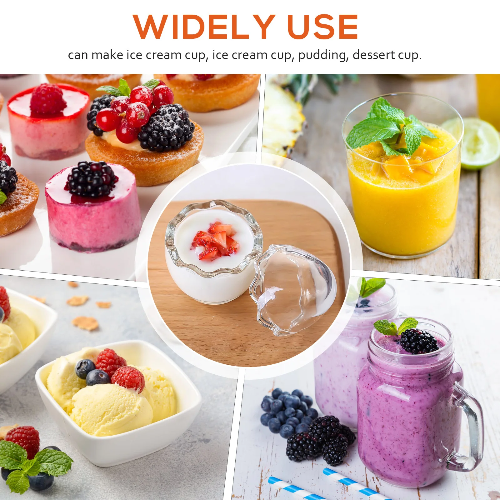

4Pcs Glass Pudding Containers Safe Long-Term Use Unique Shape Smooth Surface Easy Clean Reusable Pudding Cups